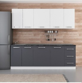 Resim Minar 230 Cm Mutfak Dolabı Beyaz Antrasit 230-A1 Beyaz 