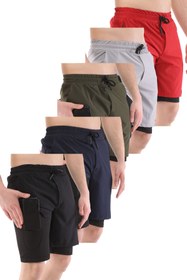 Resim Ghassy Co Erkek 5'li Paket Running Hızlı Kuruma Micropoly Antrenman Fitness Kısa Taytlı Spor Şort 