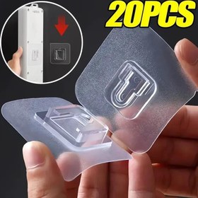 Resim 20 Adet Şeffaf Akrilik Çift Taraflı Yapışkanlı Duvar Kancaları, Mutfak & Banyo Depolama için Güçlü Şeffaf Vantuz Montajı, Kolay Kurulum, Ayarlanabilir Soket Tutucu, Mutfak Düzenleyici | Şeffaf Kancalar | Güvenilir Yapışkan, Mutfak Kancaları 