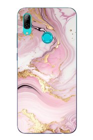 Resim TechTree Huawei P Smart 2019 Uyumlu Pembe Mermer Şeffaf Silikon Kılıf 