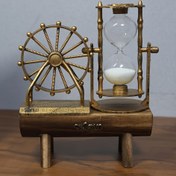 Resim 1 adet Vintage Dönme Dolap Kum Saati, Ahşap Tabanlı Masa Süsü, El Sanatları Eseri, Hatıra Eşyası, Ev, Oturma Odası Dekoru, Kapalı Alan Kullanımı İçin İdeal, Güç Gerektirmez 