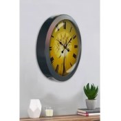 Resim Bahat Salon Ofis Duvar Saati Gri Metal Çerçeve 36 cm 
