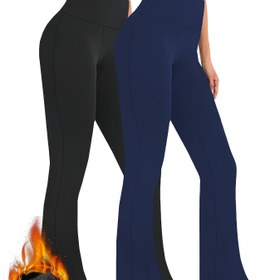 Resim 2'li Paket Kadınlar İçin Süper Yumuşak Yüksek Bel Flare Tayt Karın Kontrollü Bootcut Pantolon 