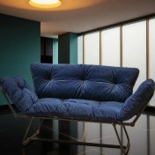 Resim Prestige Home Lacivert Katlanır Yataklı Kanepe – Mekanizmalı Ikili Modern Çekyat, Premium Stil 