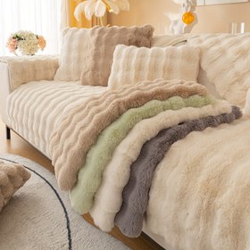 Resim 1 Adet Ekstra Kalın Peluş Koltuk Yastığı - Ultra-Yumuşak Uzun Tüylü Kumaş, Kaymaz Kanepe Koruyucu Bej/Gri/Kahverengi Siyah Beyaz Renklerde - Çiftli, İki Kişilik ve Üçlü Kanepelerle Uyumlu - Evcil Hayvan Dostu Şık Mobilya Aksesuarı, Çamaşır Makinesinde Yıkanabilir Taklit Tavşan Desenli Pürüzlü ile Köpek & Kedi için Rahat Oturma Odası / Ofis Eviye Örtüs, Kaymaz Koltuk Örtüsü,Yataklı Koltuklar İçin Sofa Örtüleri,Peluş Koltuk Örtüleri Artı Şezlong,Kanepe Kılıfları İçin Sofa, 