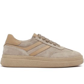 Resim Derimod Kadın Bej Bağcıklı Süet Deri Sneaker 25AFD511010 