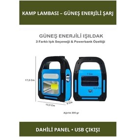 Resim Güneş Enerjili İşıldak Ve Powerbank Özellikli Kamp Lambası Çok Renkli 