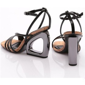 Resim Dgn 2428 Kadin Bilekten Sarmali Topuklu Abiye Ayakkabi 2428-2219-R7677 Siyah 