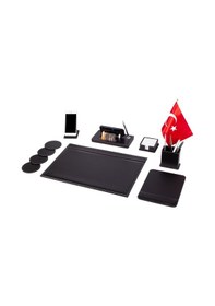 Resim Bayraklı Deri Sümen Takımı Masa Isimliği Deri Sümen Seti 