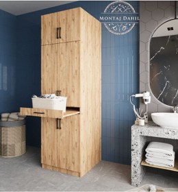 Resim Piramit Çamaşır Ve Kurutma Makinesi Dolabı Banyo Dolabı Çam Çam 