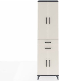 Resim Arges Dolap 3 Raflı 2 Çekmeceli Tek Askılı 60x30x221 Antrasit-aytaşı Antrasit 