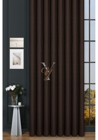 Resim Keten Fon Perde V-4012 Acı Kahve Acı Kahverengi 