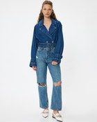 Resim Standart Bel Düz Paça Yıpratılmış Kot Pantolon - Straight Fit Jeans 