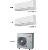 Resim Toshiba 2M Multi Split Klima - 2 Duvar Tipi İç Ünite ve 1 Dış Ünite - 10.000 + 16.000BTU/h 