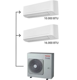 Resim Toshiba 2M Multi Split Klima - 2 Duvar Tipi İç Ünite ve 1 Dış Ünite - 10.000 + 16.000BTU/h 