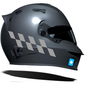 Resim Taş Grisi Damalı Kask Motosiklet Sticker Takımı Çınar Extreme 