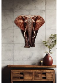 Resim Kızıl Fil Renkli Metal Tablo 