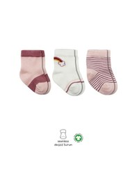 Resim Markaon 3'lü Penye Rainbow Soket Çorap Bs10113 Pudra renkli 