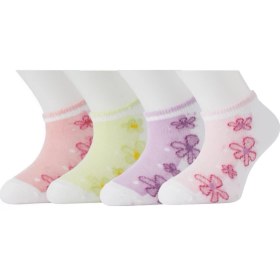 Resim Moyra Socks 4'lü Çiçek Desen Unisex Bebek Patik Çorap 