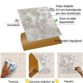Resim Tink Kendinden Yapışkanlı Gri Mermer Desenli Pvc Karo 30x30 Cm 