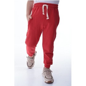 Resim Unisex Çocuk %100 Pamuk Günlük Jogger Eşofman Altı 12 Ay 5 Yaş Kırmızı 