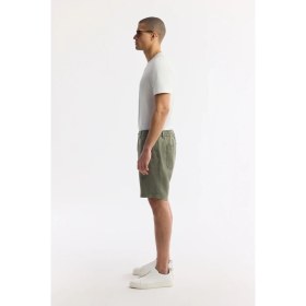 Resim AVVA Erkek Haki Beli Lastikli %100 Keten Relaxed Fit Şort B003732 