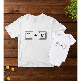 Resim Bk Gift Baba Oğul Kombin Tshirt-Zıbın Hediye Seti -5 