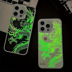 Resim Özel Tasarlanmış Niche Tasarım Beyaz Çerçeve Parlak Renkli Ejderha Desenli Cep Telefonu Kılıfı Apple 11 12 13 14 15 16 Pro Max için Uygundur 