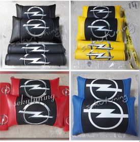 Resim Opel Lüks Deri Oto Boyun Yastığı,Deri Kemerlik, Ayna Ipi Hediyesi 
