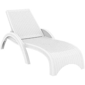 Resim Omnipazar Trk-860 Siesta Fiji Rattan Desenli Ayarlanabilir Lüks Şezlong Beyaz 