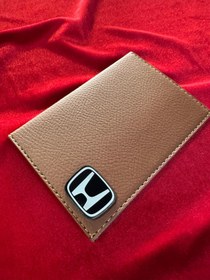 Resim ATTA PAZARLAMA Deri kabartmalı kahverengi honda markalı ruhsatlık, ruhsat kabı, ruhsat kılıfı, ruhsat cüzdanı 