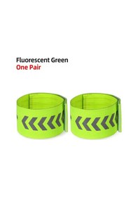 Resim Yeşil Bir Çift-yansıtıcı Bant Yüksek Görünürlük Şeritleri Ok Çıkartmalar Bisiklet Uyarı Bileklik Gece Bacak Bandı İçin Açık Koşu Binme Kayışı Yeşil 