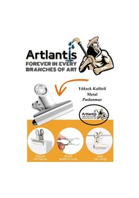 Resim Artlantis Yaylı Askılı Maşa Klips 38 MM 12 Adet Metal Beyaz Kıskaç 