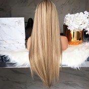 Resim Kadınlar için uzun, düz orta kısımlı peruk, yüksek sıcaklık fiberi, yoğunluk, sentetik saç, gül ağı kapağı, afro kıvırcık/kinky tarz 