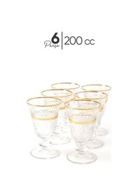 Resim Mest 6 Kişilik Gold Yaldız Ayaklı Cam Kahve Yanı Su Bardağı Seti - 200 Cc Şık Sunumlar Için Zarif Seçim Gold 