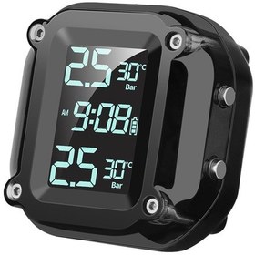 Resim Xiyyadms "kablosuz Motosiklet Lastik Basınç İzleme Sistemi - 2 Sensörlü, Lcd Ekran, Usb Şarj, Sızdırma Uyarısı" 