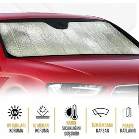 Resim CetKing Ön Cam Katlanabilir Güneşlik Araba Metalize Perde (130X60) 