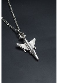 Resim F4 Phantom Uçak Gümüş Kaplama Unisex Düz Zincir Kolye Kod 865 Gümüş 