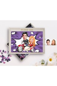 Resim Bk Gift Kişiye Özel Sevgililer Karikatürlü 1000 Parça Profesyonel Puzzle-12 