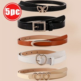 Resim Kadınlar için 5 adet Moda Bel Kemerleri - Dekoratif Tokalarla Çok Yönlü Kemerler, Günlük ve Resmi Durumlar İçin Mükemmel, Hediye Hazır 
