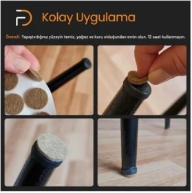 Resim Furndiy Kendinden Yapışkanlı Yuvarlak Keçe 15 mm Siyah 78 Parça 