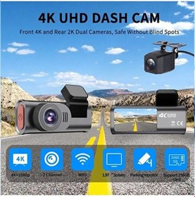 Resim Zenvia 4k Wifi Çift Kameralı Araç Kamerası Gece Görüşlü G-sensörlü Dash Cam 170 Derece Znv2026 