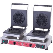 Resim Işıkgaz Silverinox Endüstriyel Elektrikli 2 Li Çiçek Waffle Makinesi 