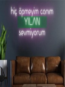 Resim Twins Led Hiç Öpmeyim Canım Yilan Sevmiyorum Yazılı Neon Tabela Pembe-yeşil Model:model:21573366 Pembe - Yeşil 