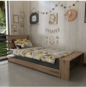 Resim NEWLİNE Dekormia Yavrulu Karyola Tek Kişilik 100x200 Yatak Uyumlu Montessori Karyola U40-1 Çırağan Antrasit 