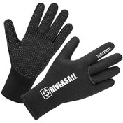 Resim Kış Spearfishing Kayaking Su Sporları L Için 5mm Neopren Dalış Eldivenleri Siyah 