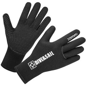 Resim Kış Spearfishing Kayaking Su Sporları L Için 5mm Neopren Dalış Eldivenleri Siyah 