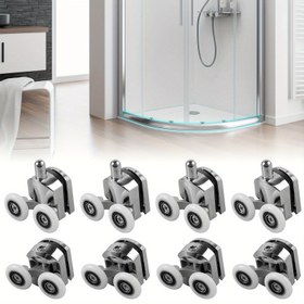 Resim 8 Adet Sessiz Kayar Duş Kapısı Rulmanları - 23mm Alüminyum Alaşımlı Üst & Alt Tekerlekler, 4-6mm Cam Kapılarda Pürüzsüz, Gürültüsüz İşlem için Çarpışma Önleyici Pedler & Vidalar - Kolay Kurulum & Bakım, Kayar Kapı Rulmanları 