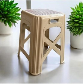 Resim Fantazi Büyük Boy Plastik Mutfak, Banyo, Balkon Ve Bahçe Taburesi Krem 