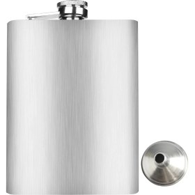 Resim Mena Rise 8 Oz 235 cc Cep Tipi Vidalı Kapak Çelik Konyak Viski Içki Matarası (Huni Dahil) 